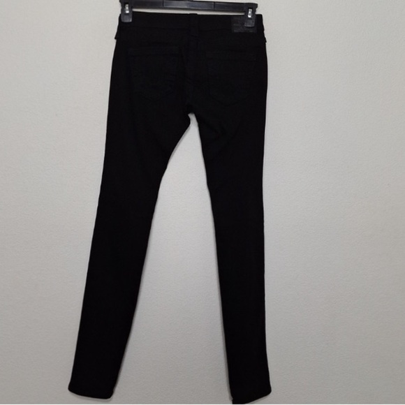 True Religion Black Low Rise Grunge Punk Y2K Distressed Skinny Jeans Size 26 - Picture 10 of 11